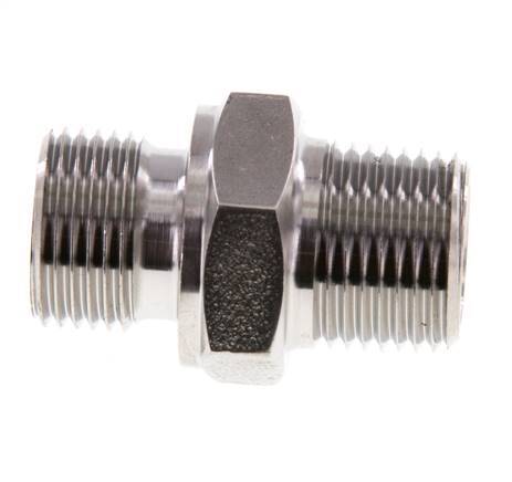 3/8'' NPT x G 3/8'' Acero inoxidable Espiga doble 40 Bar - Hidráulico