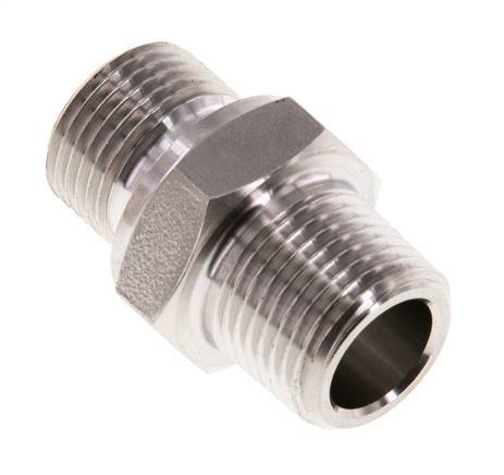 3/8'' NPT x G 3/8'' Acero inoxidable Espiga doble 40 Bar - Hidráulico