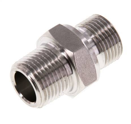 3/8'' NPT x G 3/8'' Acero inoxidable Espiga doble 40 Bar - Hidráulico