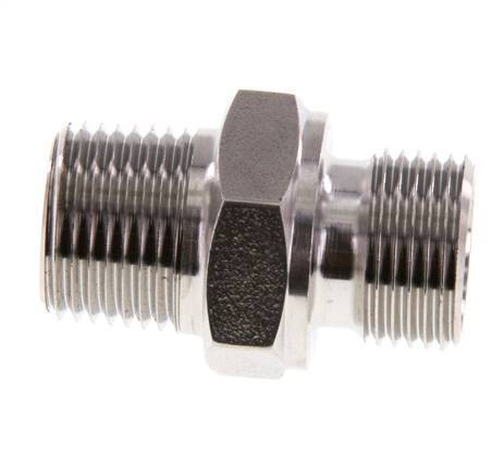 3/8'' NPT x G 3/8'' Acero inoxidable Espiga doble 40 Bar - Hidráulico