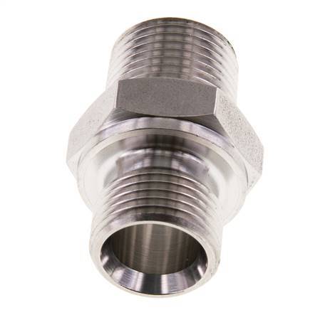 3/8'' NPT x G 3/8'' Acero inoxidable Espiga doble 40 Bar - Hidráulico