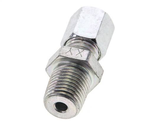 1/4'' NPT Male x 6L Zinc plated Steel Straight Cutting Ring 315 Bar DIN 2353 [2 Pieces]