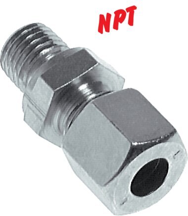 1/8'' NPT Male x 4LL Zinc plated Steel Straight Cutting Ring 100 Bar DIN 2353 [2 Pieces]