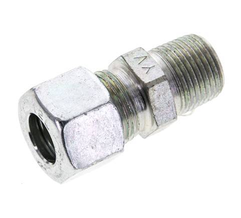 3/8'' NPT Male x 12L Zinc plated Steel Straight Cutting Ring 315 Bar DIN 2353 [2 Pieces]
