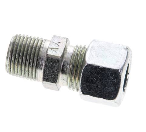 3/8'' NPT Male x 12L Zinc plated Steel Straight Cutting Ring 315 Bar DIN 2353 [2 Pieces]