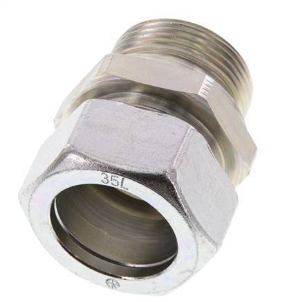 G 1 1/4'' Macho x 35L Anillo de corte recto de acero galvanizado 160 Bar DIN 2353