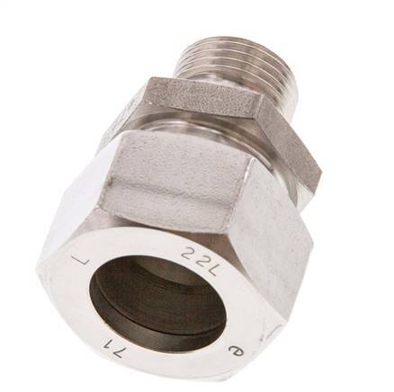 G 1/2'' Macho x 22L Anillo de corte recto de acero inoxidable 160 Bar DIN 2353