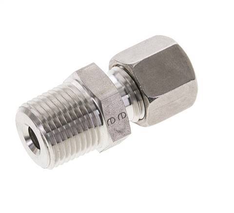 3/8'' NPT Macho x 8L Anillo de corte recto de acero inoxidable 315 Barra DIN 2353