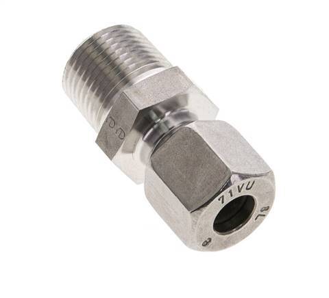 3/8'' NPT Macho x 8L Anillo de corte recto de acero inoxidable 315 Barra DIN 2353
