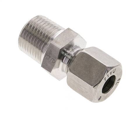 3/8'' NPT Macho x 8L Anillo de corte recto de acero inoxidable 315 Barra DIN 2353