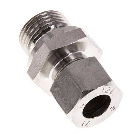G 1/2'' Macho x 12L Anillo de corte recto de acero inoxidable con junta FKM 315 Bar DIN 2353
