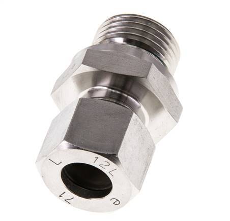 G 1/2'' Macho x 12L Anillo de corte recto de acero inoxidable con junta FKM 315 Bar DIN 2353