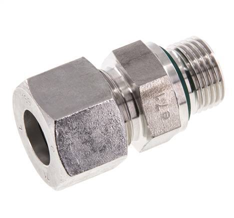 G 1/2'' Macho x 16S Anillo de corte recto de acero inoxidable con junta FKM 400 Bar DIN 2353