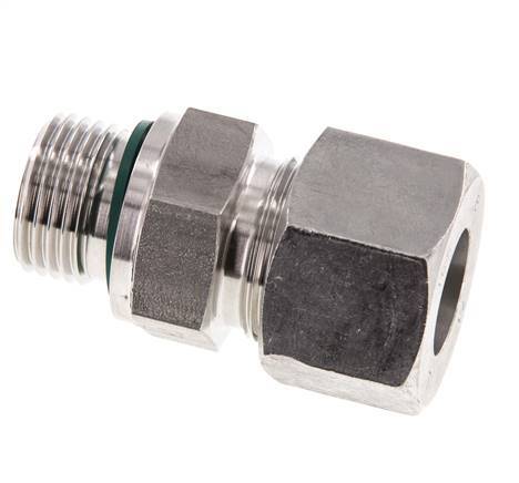 G 1/2'' Macho x 16S Anillo de corte recto de acero inoxidable con junta FKM 400 Bar DIN 2353