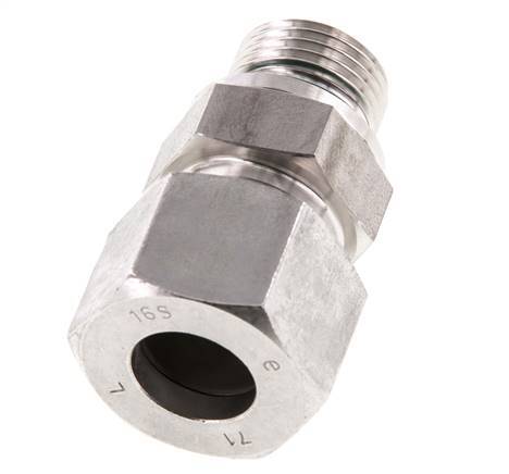 G 1/2'' Macho x 16S Anillo de corte recto de acero inoxidable con junta FKM 400 Bar DIN 2353