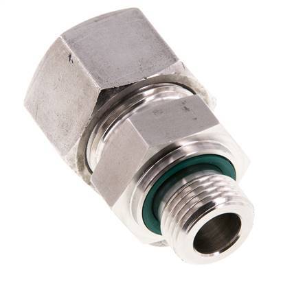 G 1/2'' Macho x 20S Anillo de corte recto de acero inoxidable con junta FKM 400 Bar DIN 2353