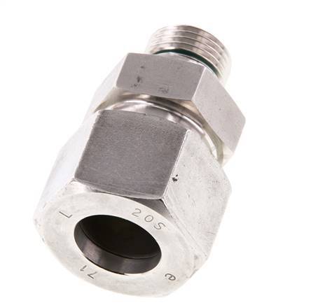 G 1/2'' Macho x 20S Anillo de corte recto de acero inoxidable con junta FKM 400 Bar DIN 2353