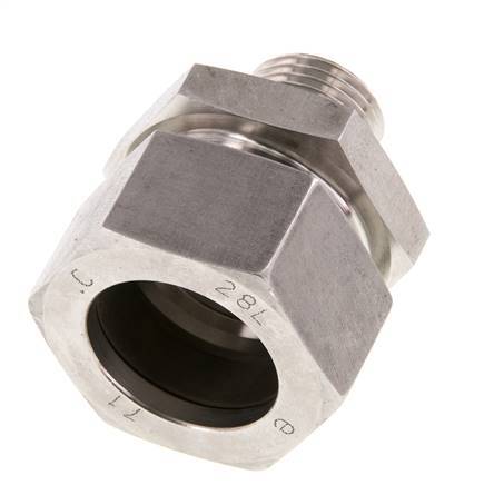 G 1/2'' Macho x 28L Anillo de corte recto de acero inoxidable con junta FKM 160 Bar DIN 2353