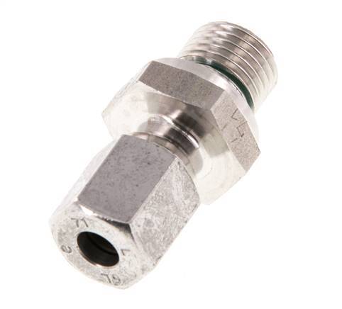 G 1/4'' Macho x 6L Anillo de corte recto de acero inoxidable con junta FKM 315 Bar DIN 2353