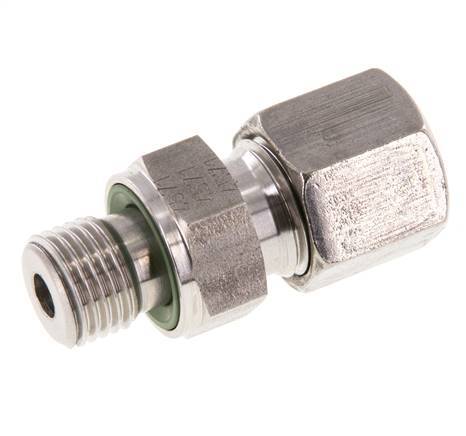 G 1/4'' Macho x 8S Anillo de corte recto de acero inoxidable con junta FKM 630 Bar DIN 2353