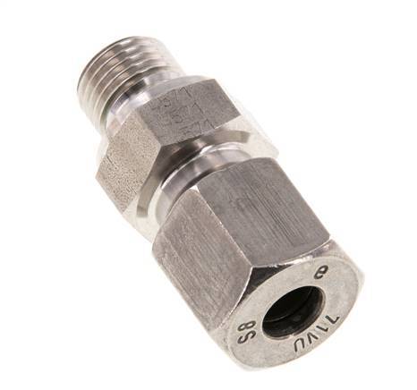 G 1/4'' Macho x 8S Anillo de corte recto de acero inoxidable con junta FKM 630 Bar DIN 2353