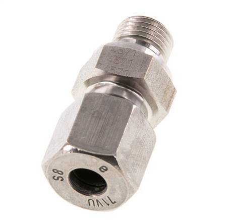 G 1/4'' Macho x 8S Anillo de corte recto de acero inoxidable con junta FKM 630 Bar DIN 2353