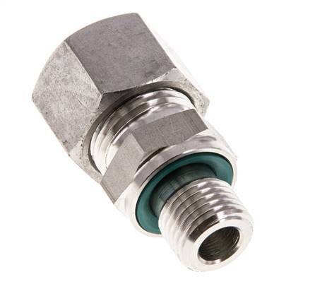G 1/4'' Macho x 12L Anillo de corte recto de acero inoxidable con junta FKM 315 Bar DIN 2353