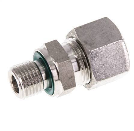 G 1/4'' Macho x 12L Anillo de corte recto de acero inoxidable con junta FKM 315 Bar DIN 2353