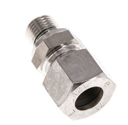 G 1/4'' Macho x 12L Anillo de corte recto de acero inoxidable con junta FKM 315 Bar DIN 2353