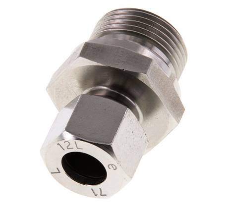 G 3/4'' Macho x 12L Anillo de corte recto de acero inoxidable con junta FKM 315 Bar DIN 2353