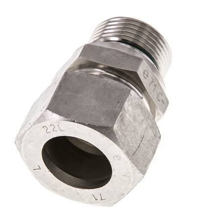 G 3/4'' Macho x 22L Anillo de corte recto de acero inoxidable con junta FKM 160 Bar DIN 2353