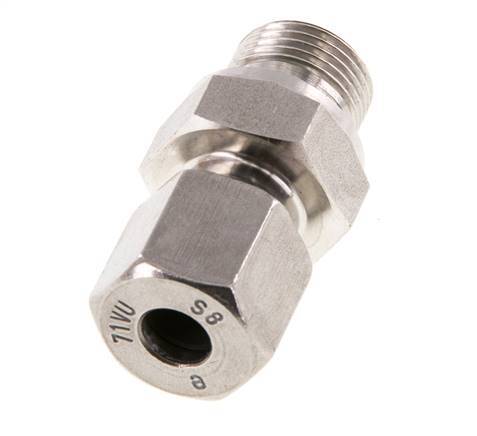 G 3/8'' Macho x 8S Anillo de corte recto de acero inoxidable con junta FKM 630 Bar DIN 2353