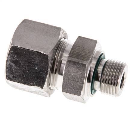 G 3/8'' Macho x 16S Anillo de corte recto de acero inoxidable con junta FKM 400 Bar DIN 2353