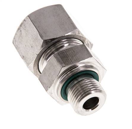G 3/8'' Macho x 16S Anillo de corte recto de acero inoxidable con junta FKM 400 Bar DIN 2353