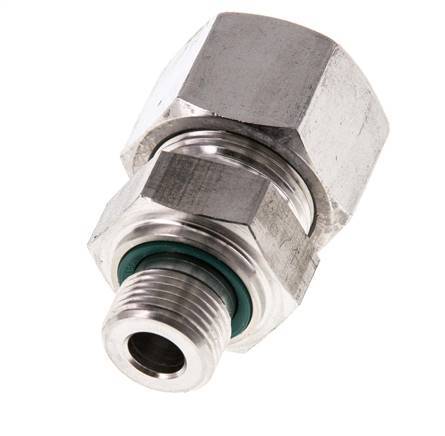 G 3/8'' Macho x 16S Anillo de corte recto de acero inoxidable con junta FKM 400 Bar DIN 2353