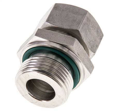 G 1'' Macho x 22L Anillo de corte recto de acero inoxidable con junta FKM 160 Bar DIN 2353