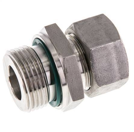 G 1'' Macho x 22L Anillo de corte recto de acero inoxidable con junta FKM 160 Bar DIN 2353
