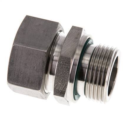 G 1'' Macho x 28L Anillo de corte recto de acero inoxidable con junta FKM 160 Bar DIN 2353