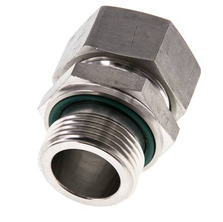 G 1'' Macho x 28L Anillo de corte recto de acero inoxidable con junta FKM 160 Bar DIN 2353