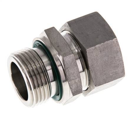 G 1'' Macho x 28L Anillo de corte recto de acero inoxidable con junta FKM 160 Bar DIN 2353