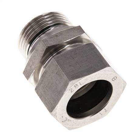 G 1'' Macho x 28L Anillo de corte recto de acero inoxidable con junta FKM 160 Bar DIN 2353
