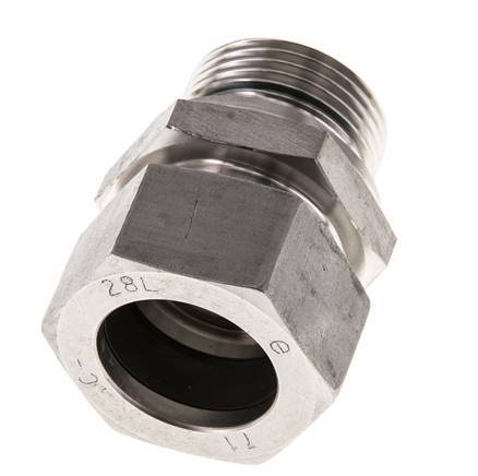 G 1'' Macho x 28L Anillo de corte recto de acero inoxidable con junta FKM 160 Bar DIN 2353