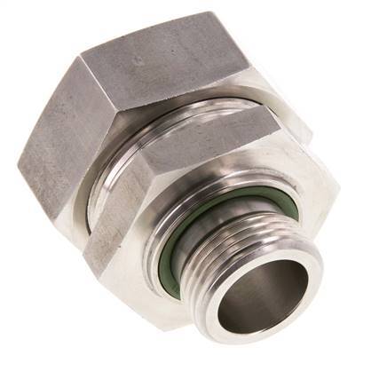 G 1'' Macho x 42L Anillo de corte recto de acero inoxidable con junta FKM 160 Bar DIN 2353