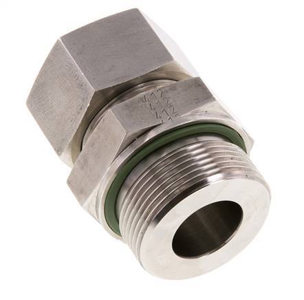 G 1 1/2'' Macho x 30S Anillo de corte recto de acero inoxidable con junta FKM 400 Bar DIN 2353