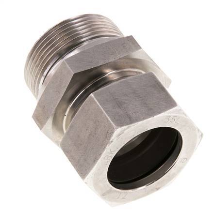 G 1 1/2'' Macho x 35L Anillo de corte recto de acero inoxidable con junta FKM 160 Bar DIN 2353