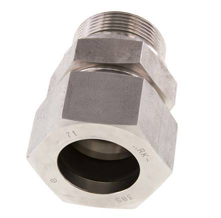G 1 1/2'' Macho x 38S Anillo de corte recto de acero inoxidable con junta FKM 315 Bar DIN 2353
