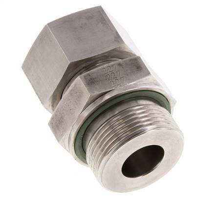 G 1 1/4'' Macho x 25S Anillo de corte recto de acero inoxidable con junta FKM 400 Bar DIN 2353