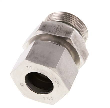 G 1 1/4'' Macho x 25S Anillo de corte recto de acero inoxidable con junta FKM 400 Bar DIN 2353