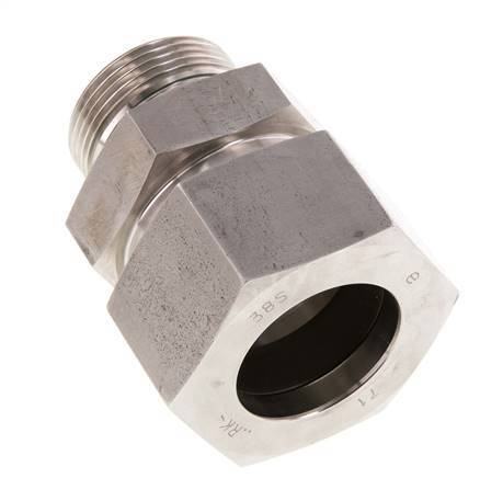 G 1 1/4'' Macho x 38S Anillo de corte recto de acero inoxidable con junta FKM 315 Bar DIN 2353