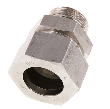 G 1 1/4'' Macho x 38S Anillo de corte recto de acero inoxidable con junta FKM 315 Bar DIN 2353